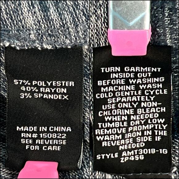 Heathered Split Back Knit Top Cowl Neck 3/4 Sleeve Blue Gray - Picture 9 of 16